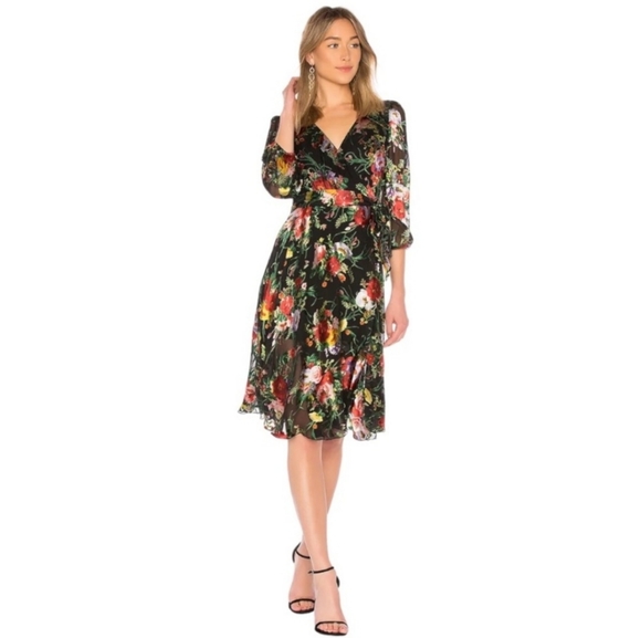 NWT Alice Olivia Abney Silk Floral Wrap Dress SZ 8 - Picture 2 of 15